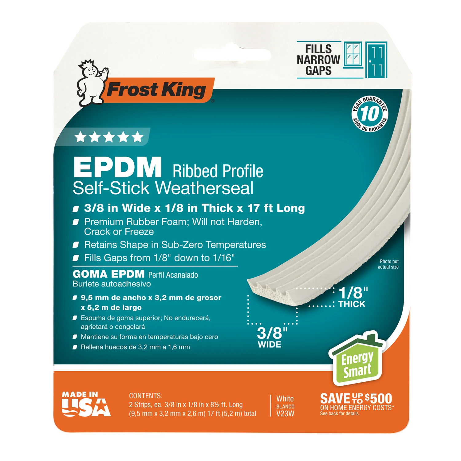 Extreme Rubber Weatherseal Tape, 3/8W x 1/8 In. T x 17 Ft.