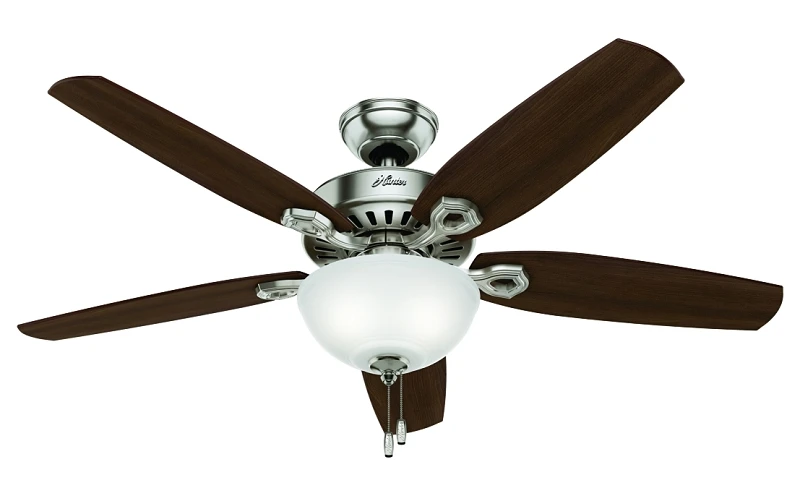 Builder Deluxe Ceiling Fan with Light, Brushed Nickel, 5 Blades, 52-In.