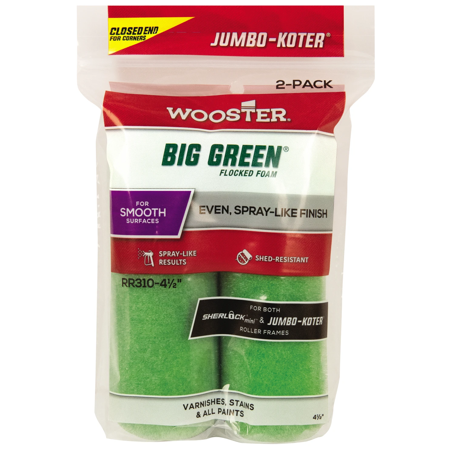 Jumbo-koter 4-1/2 In. X 3/8 In. Flocked Foam Roller Cover (2-pack) - Smooth Surfaces