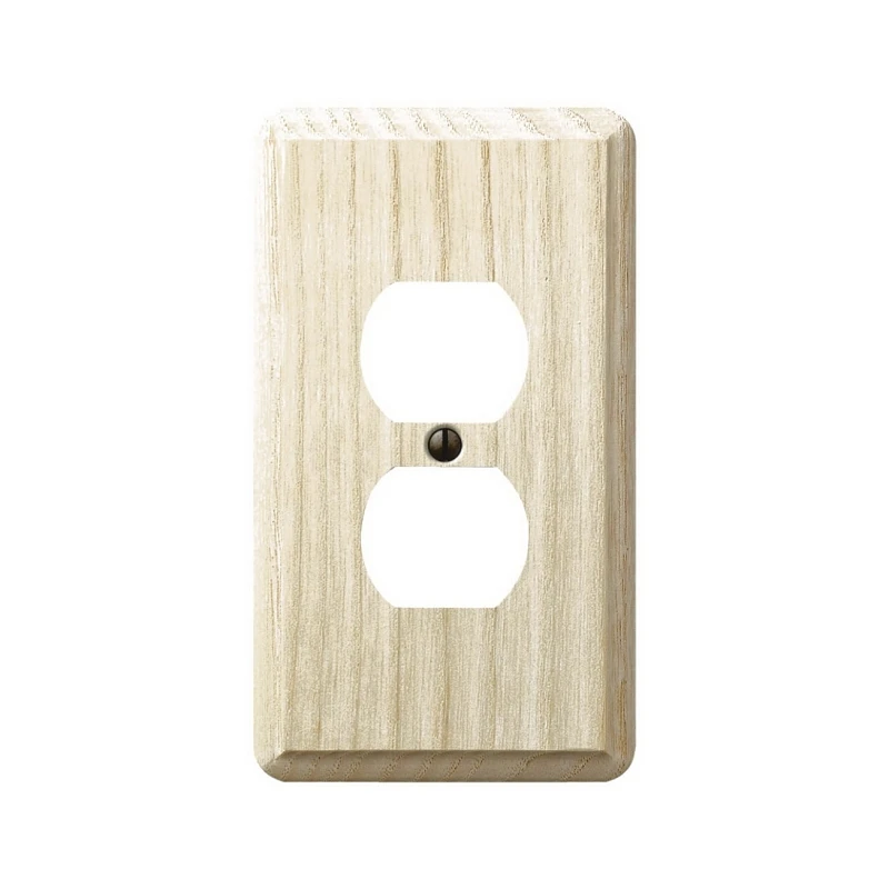 Amerelle Contemporary Series 401D Outlet Wallplate, 5.36 in L, 3.11 in W, 1-Gang, Ash Wood, Screw Mounting