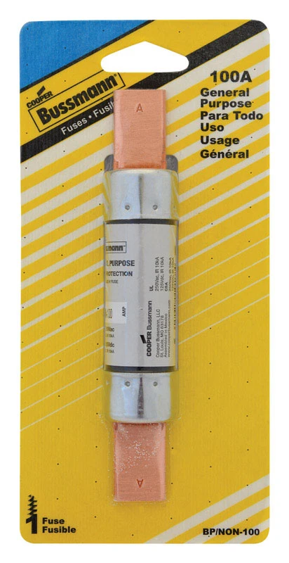 Bussmann NON Series BP/NON-100 Fuse, 100 A, 250 VAC, 125 VDC, 10 kA Interrupt, Melamine Body, H, Cartridge Fuse