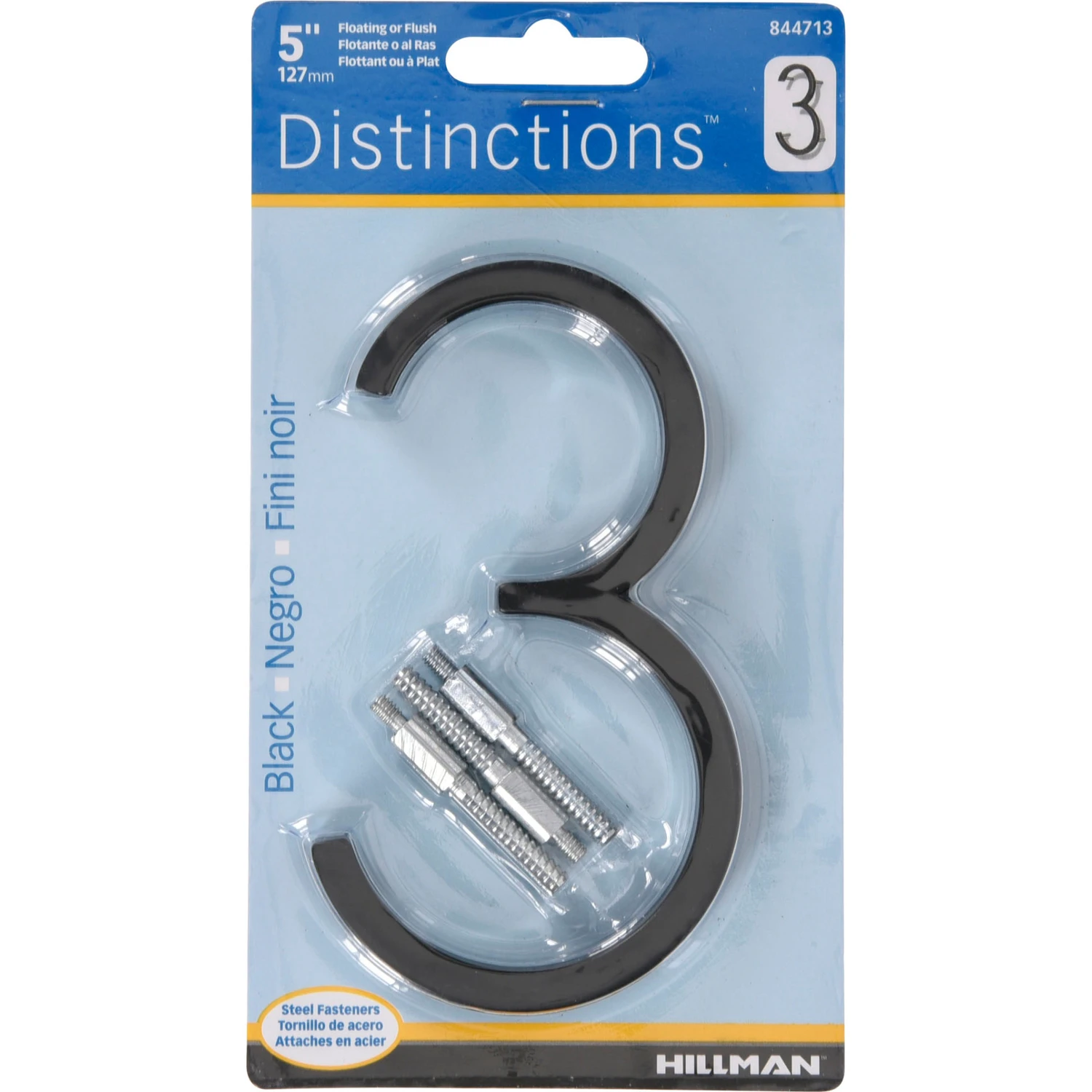5028380 5 in. Black Metal Number 3 Screw-On - Pack of 3