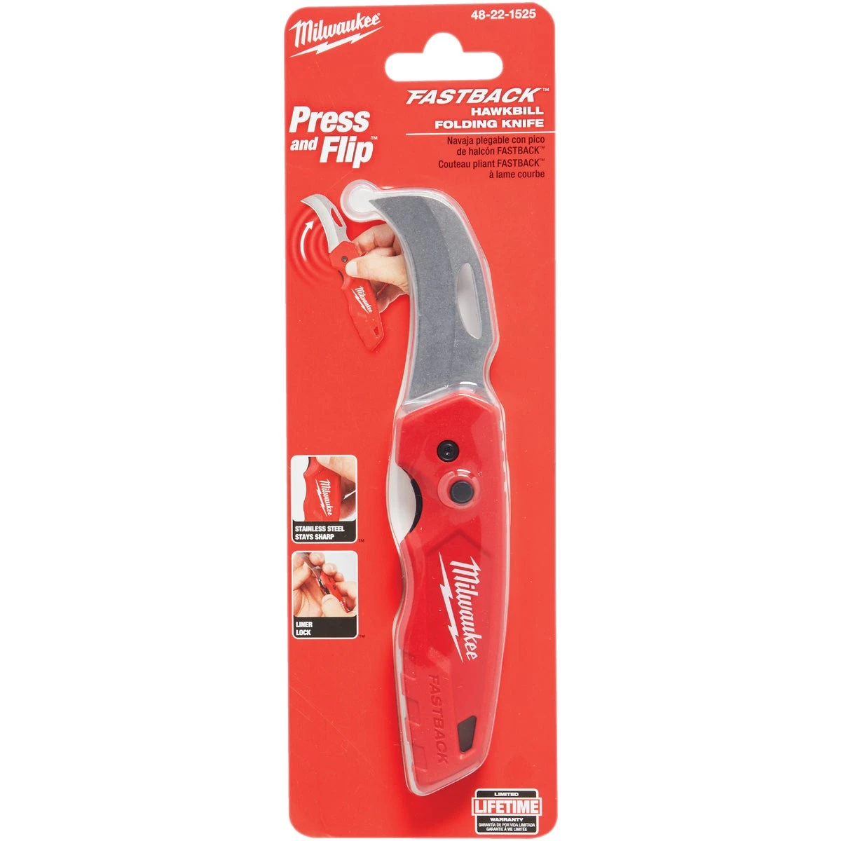 Fastback Hawkbill Folding Pocket Knife 2-1/4 In. Blade, Red, Model 48-22-1525