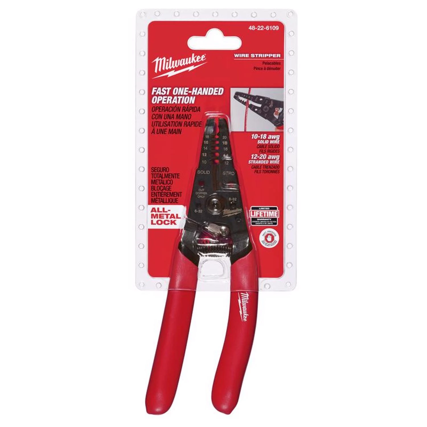 7-1/8 In. Wire Stripper/cutter, 10-20 Awg Solid/12-22 Awg Stranded, Model 48-22-6109