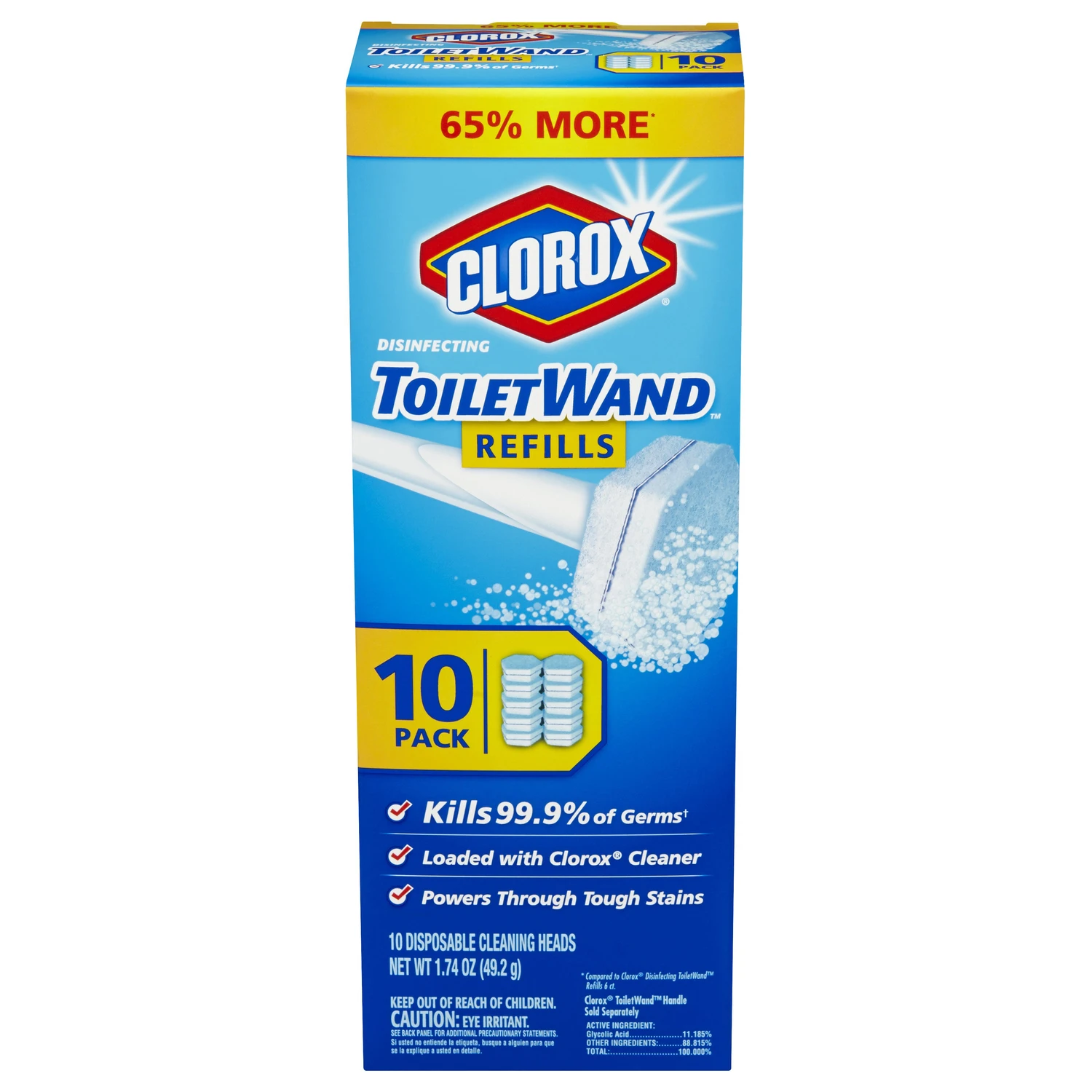 Disinfecting Toilet Wand Head Refill with Cleaner, 10-Ct.