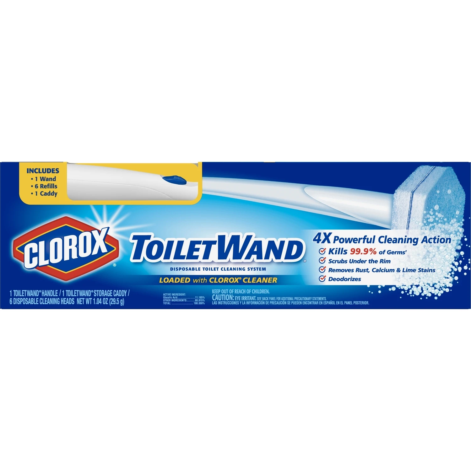 Clorox 03191 Toilet Wand Starter Kit With Caddy, 1 Wand 6 Heads