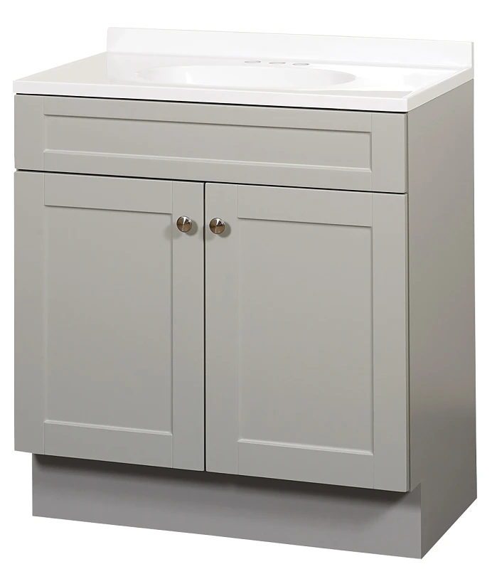 36 In. W X 35 In. H Shaker Vanity With White Cultured Marble Top