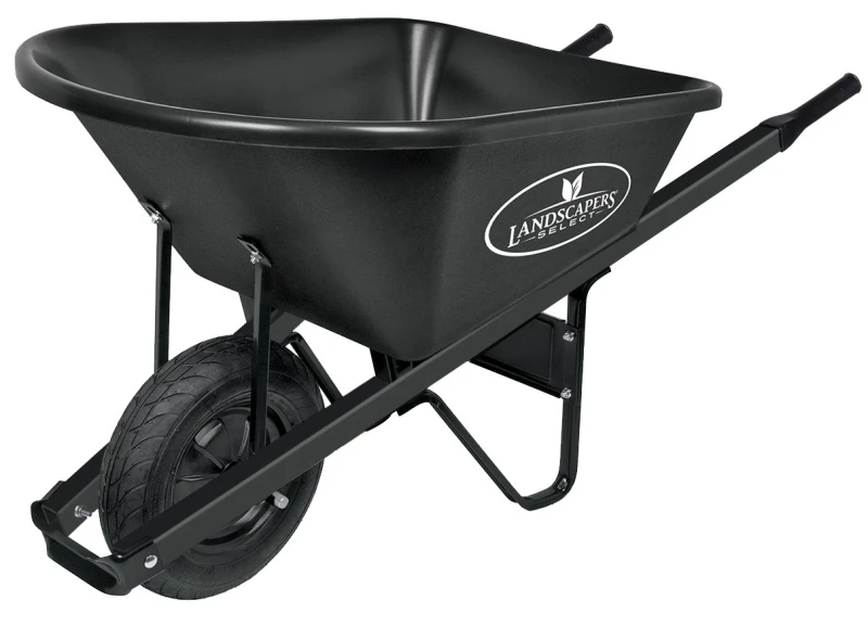 6 Cu-ft Poly Wheelbarrow Kit With Pneumatic Tire And Steel Handles