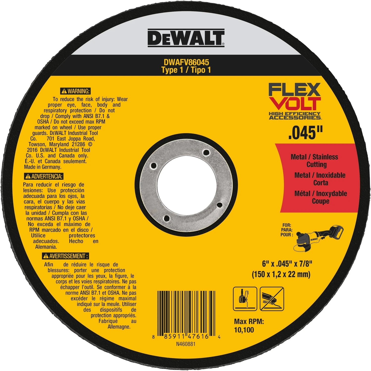 Flexvolt 6 In. Diameter X 7/8 In. Arbor Ceramic Metal Cutting Wheel