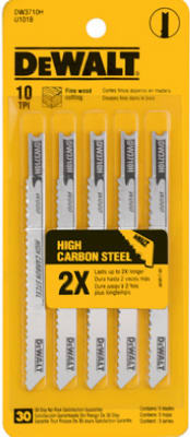4 In. High Carbon Steel U-shank Jig Saw Blade 10 Tpi 5 Pk Dw3712h