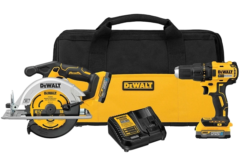 20-Volt MAX Cordless Brushless 2-Tool Combo Kit, Drill/Driver + Circular Saw, (2) Batteries