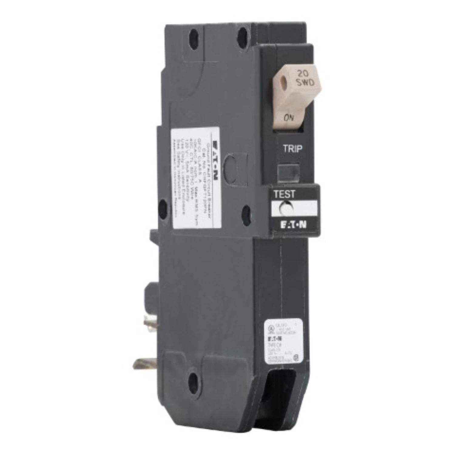 Single Pole GFCI Type CH Circuit Breaker, 20-Amp