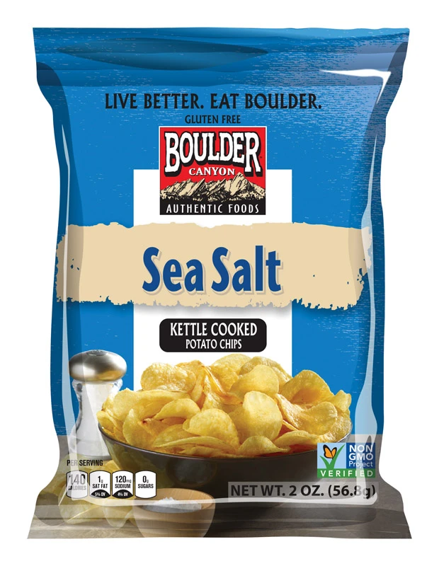Boulder Canyon Sea Salt Kettle Cooked Potato Chips 2 oz. Pegged