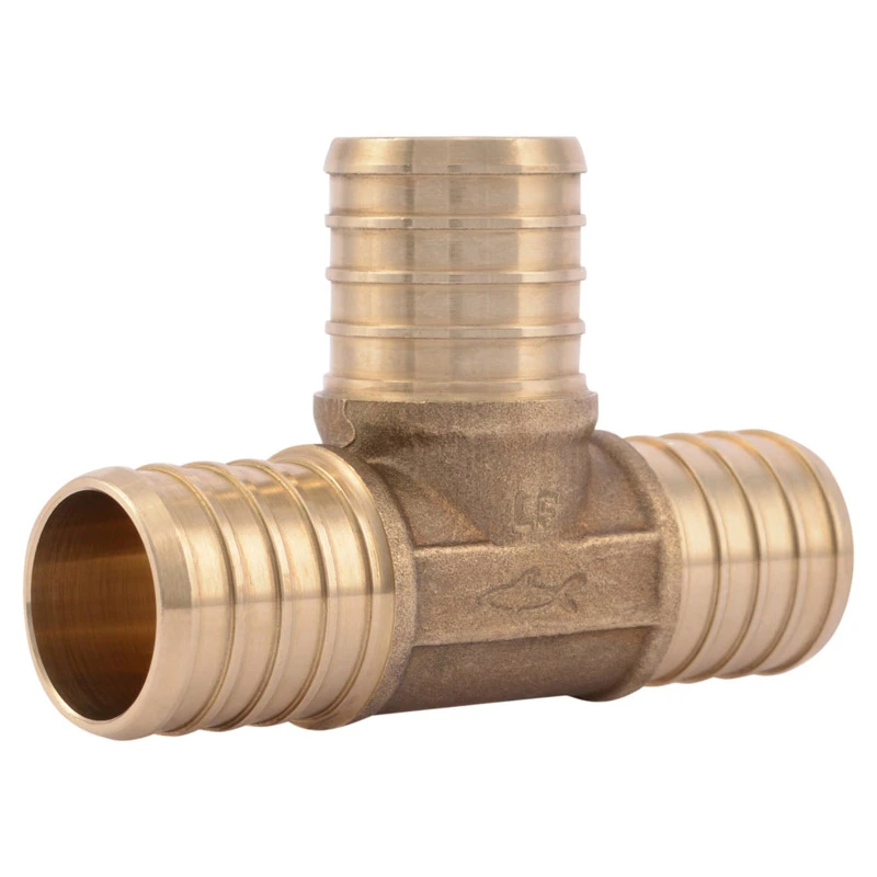 SharkBite UC374LF Pipe Tee, 1 in, Barb x Crimp, PEX-A, PEX-B, Brass, 80 to 160 psi Pressure SharkBite UC374LF Pipe Tee, 1 in, Barb x Crimp, PEX-A, PEX-B, Brass, 80 to 160 psi Pressure