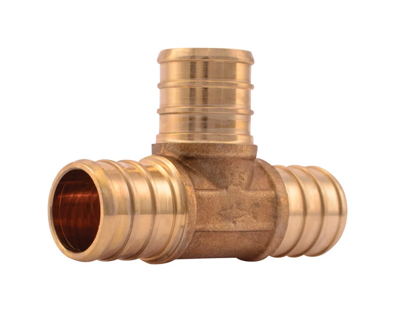 SharkBite UC370LFA10 Pipe Tee, 3/4 in, Barb x Crimp, PEX-A, PEX-B, Brass, 33 to 200 psi Pressure