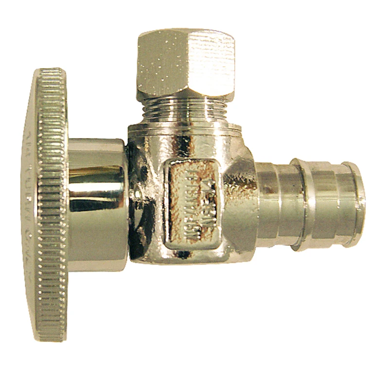 1/2 In. Barb X 3/8 In. Compression Chrome-plated Brass Angle Pex-a Stop Valve