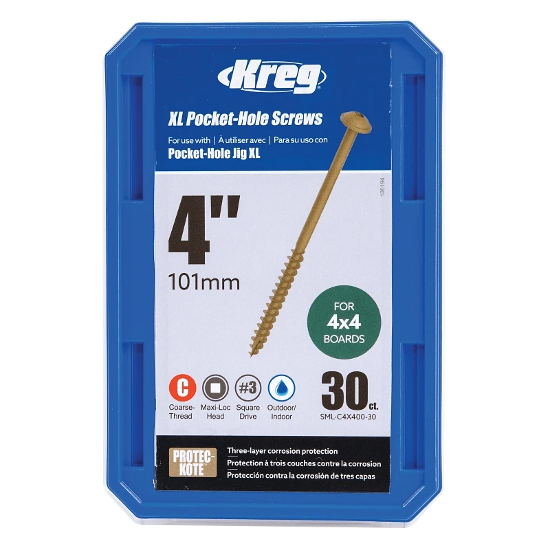 Xl #14 4 In. Coarse Maxi-loc Washer Head Pocket Hole Screw 30 Pk