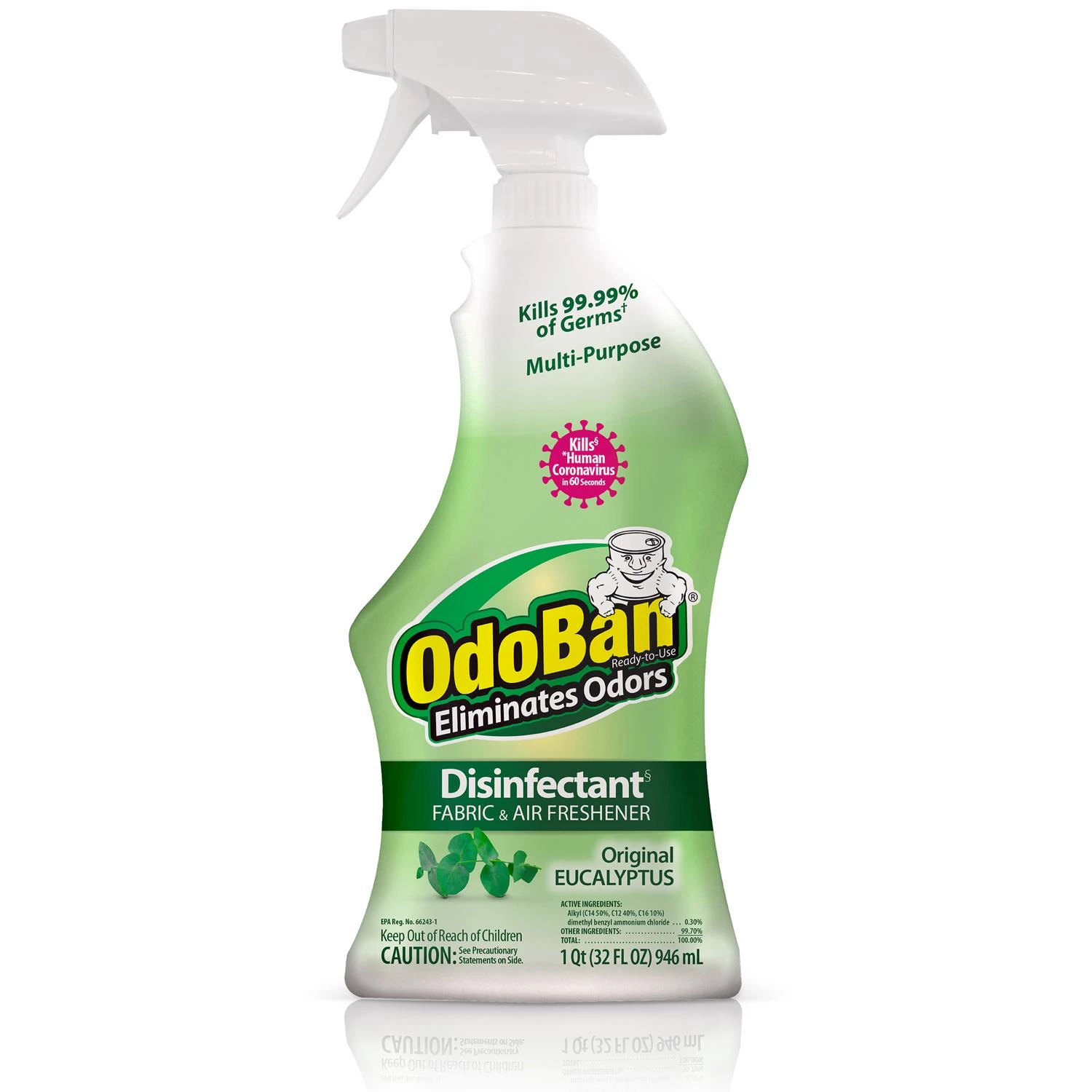 Odoban 910061-Q6 Ready-to-Use Disinfectant, 32 oz Trigger Sprayer, Liquid, Eucalyptus, Floral Alcohol
