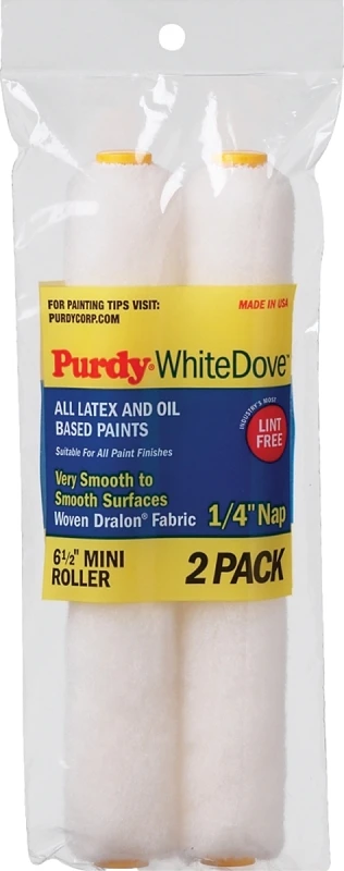 White Dove 6.5" X 1/4" Woven Fabric Mini Paint Roller Cover (2 Pk)