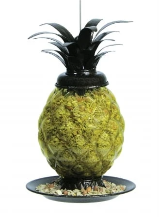 Pineapple Seed Feeder With Built-in Diverter And Drainage Holes, 2 Lb Capacity