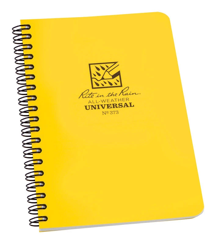 All-Weather Notebook, Side Spiral, Yellow, 4-5/8 x 7 In.