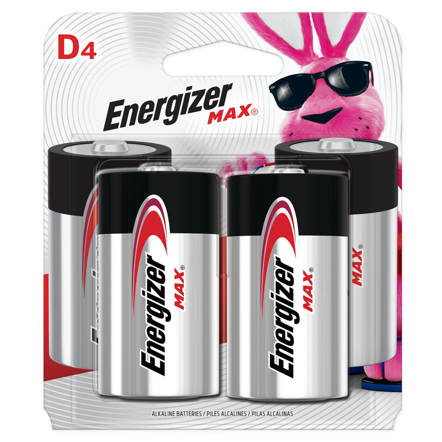 MAX D Cell Alkaline Batteries, 4 Pack