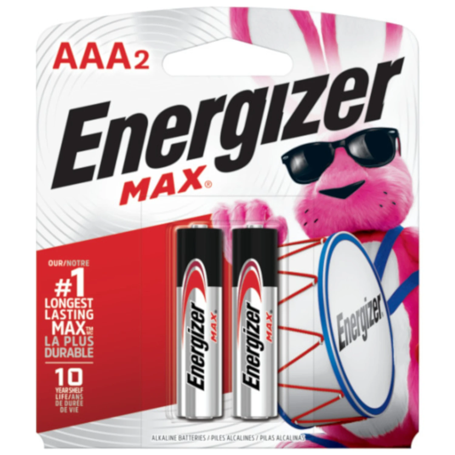 Energizer E92BP-2 Battery, 1.5 V Battery, 1250 mAh, AAA Battery, Alkaline, Manganese Dioxide, Rechargeable: No, 2/PK