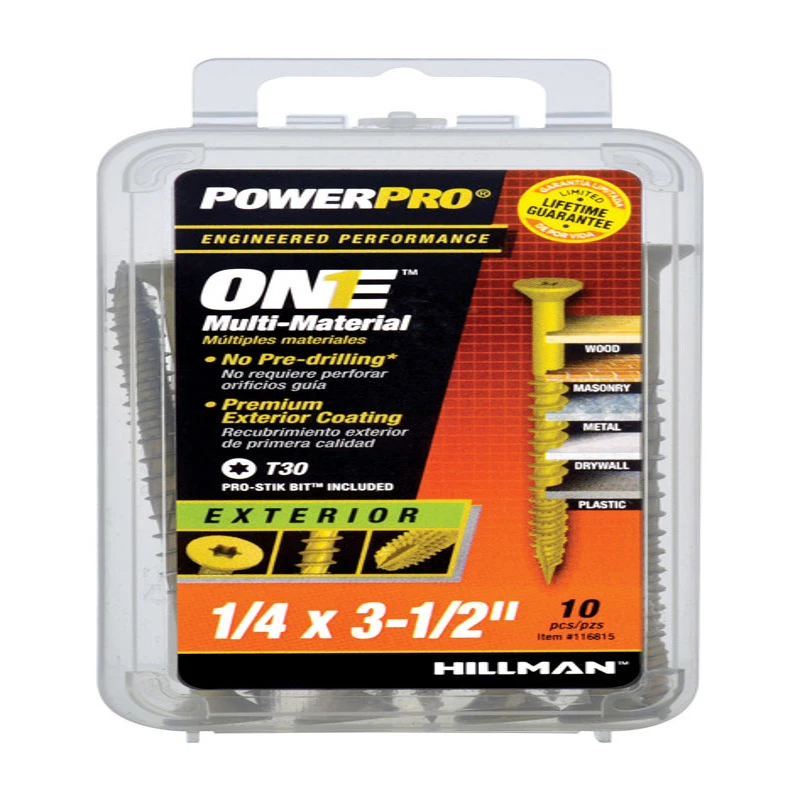 Power Pro One Exterior Screws, Flat Head, Bronze Epoxy Coated, #1/4 x 3.5-In., 10-Pk.