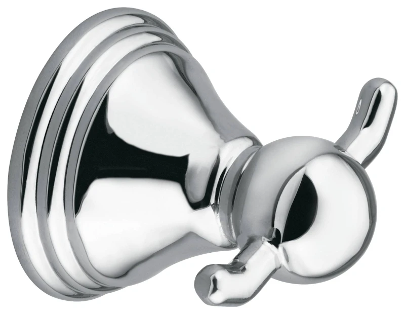 Preston Double Robe Hook, Chrome - 2 Hooks, Die-cast Zinc, 30 Lb Capacity