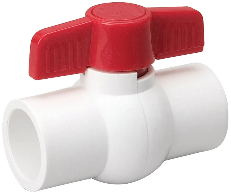Solvent Ball Valve, White PVC, 2 In.