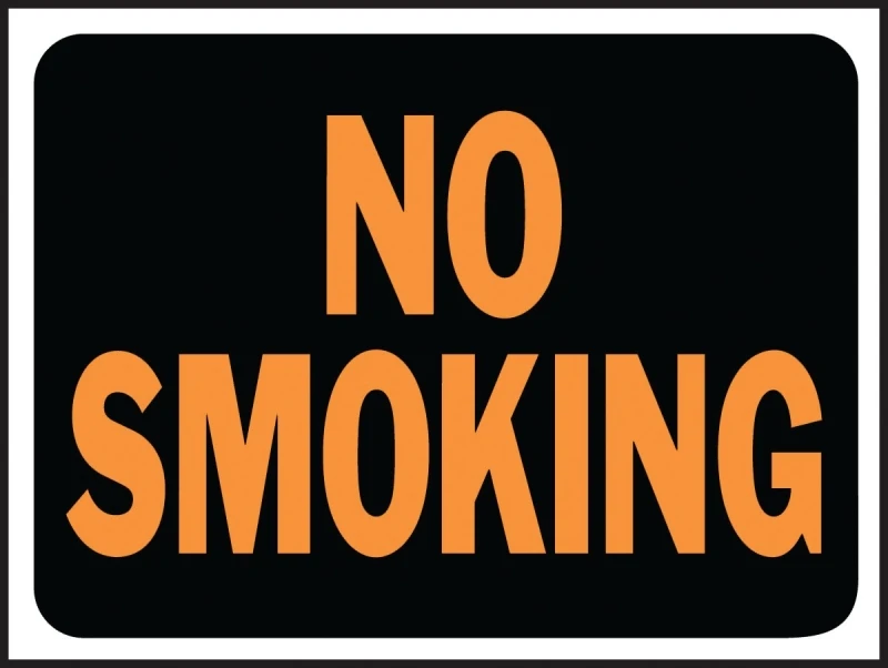 9x12 Weatherproof Plastic No Smoking Sign With Fluorescent Lettering