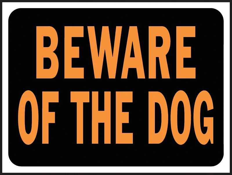 Beware of Dog Sign, Plastic, 9 x 12-In.