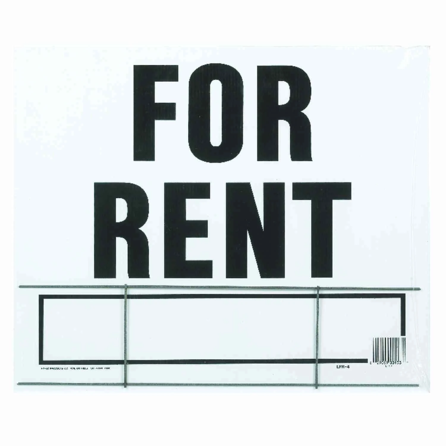 For Rent Sign, White & Black Plastic, 19 x 24-In.