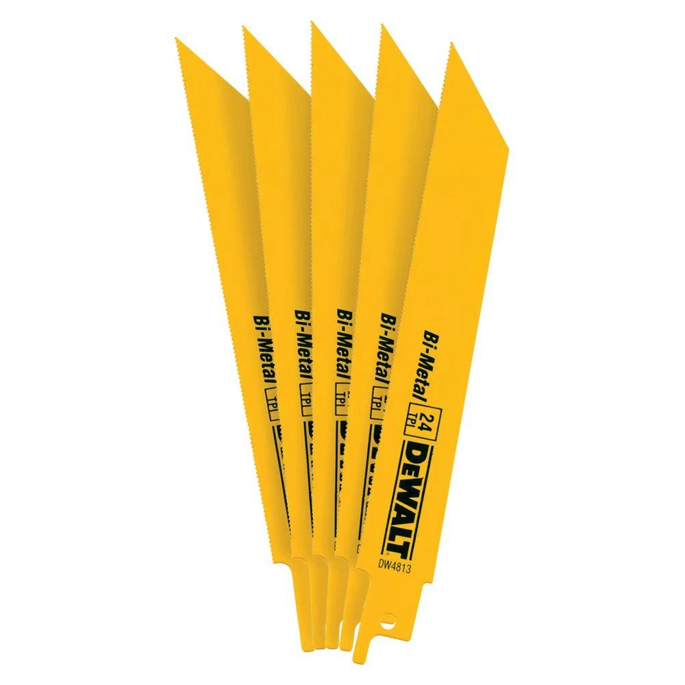 Bi-Metal Reciprocating Saw Blade, 6 In., 24-TPI, 5-Pk.