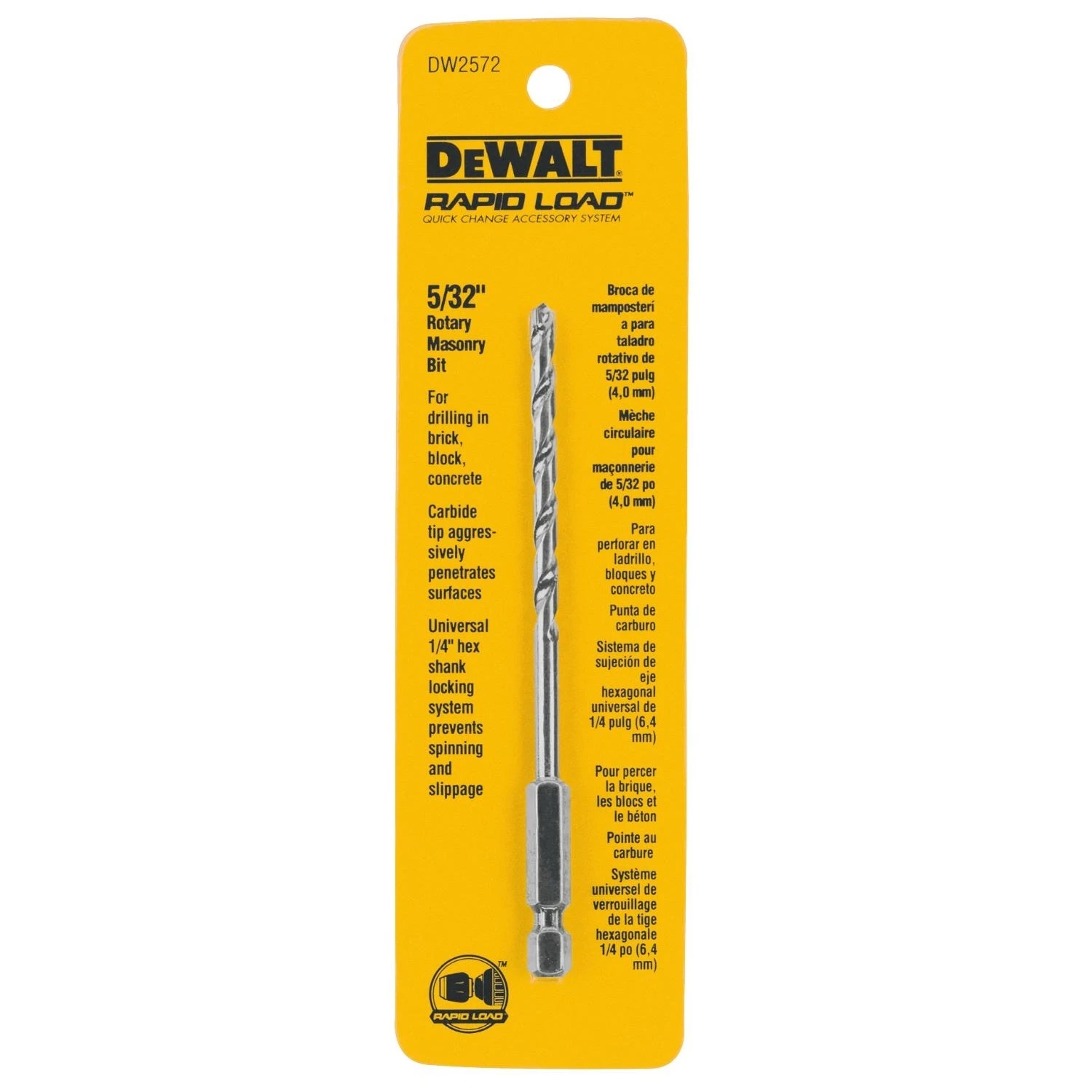 5/32 In. X 5 In. Carbide Tipped Rotary Masonry Drill Bit With Hex Shank