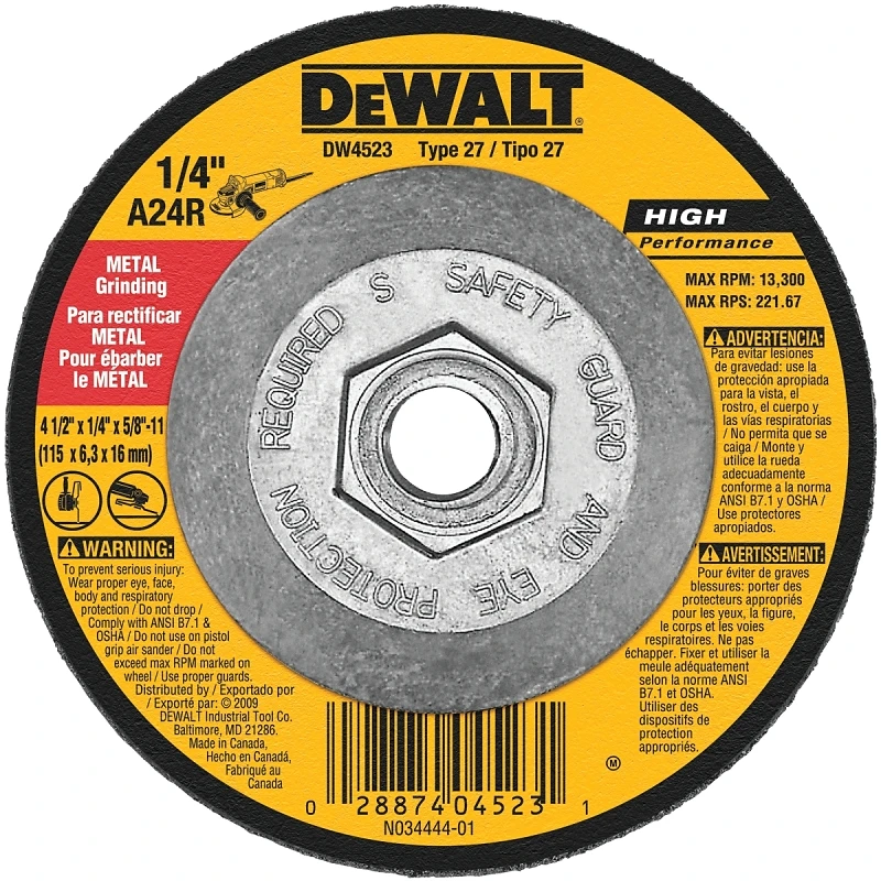 General-Purpose Metal-Grinding Wheel, 4-1/2 In.