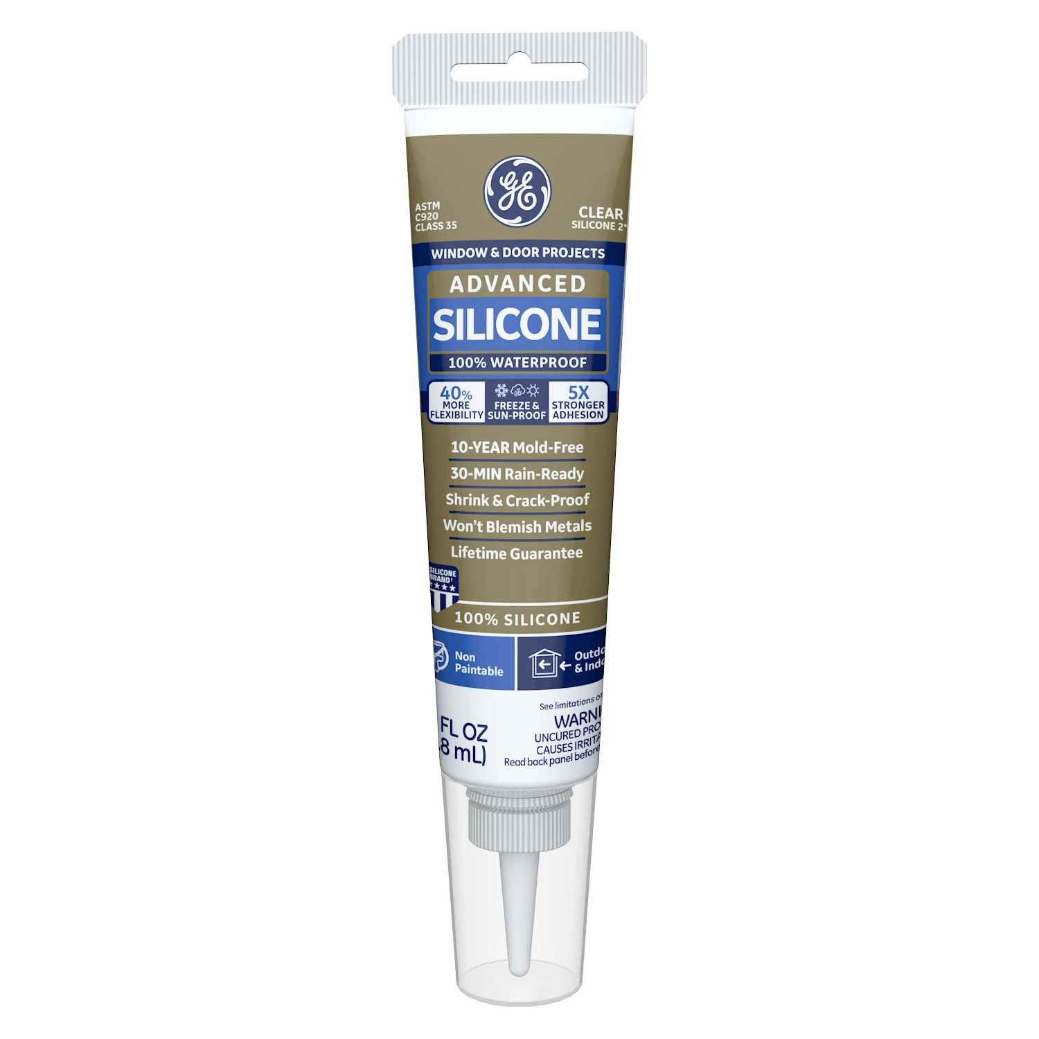 Advanced Silicone 2 Window & Door Sealant, Clear, 2.8-oz. Squeeze Tube