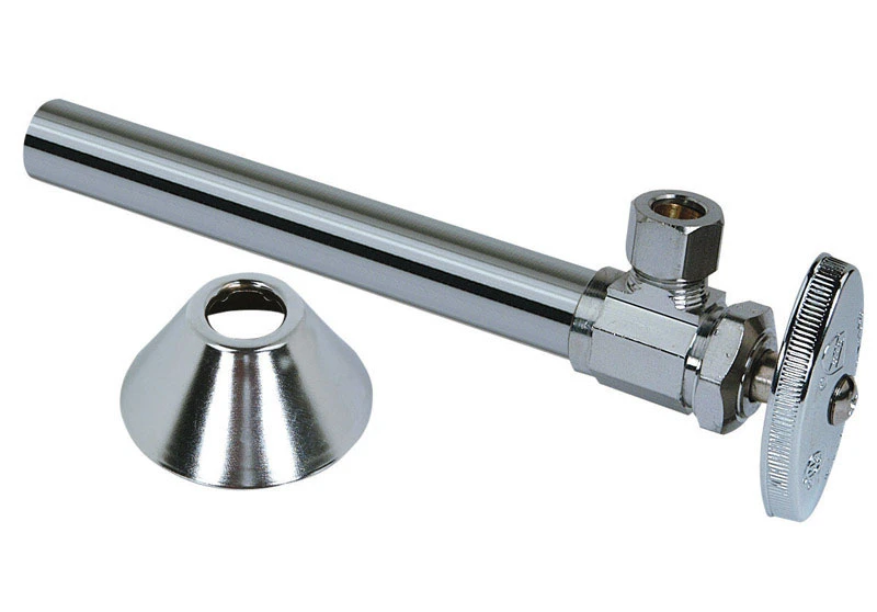Chrome Angle Sweat Stop Valve, 5/8 x 3/8-In. With 5 Sweat Extension