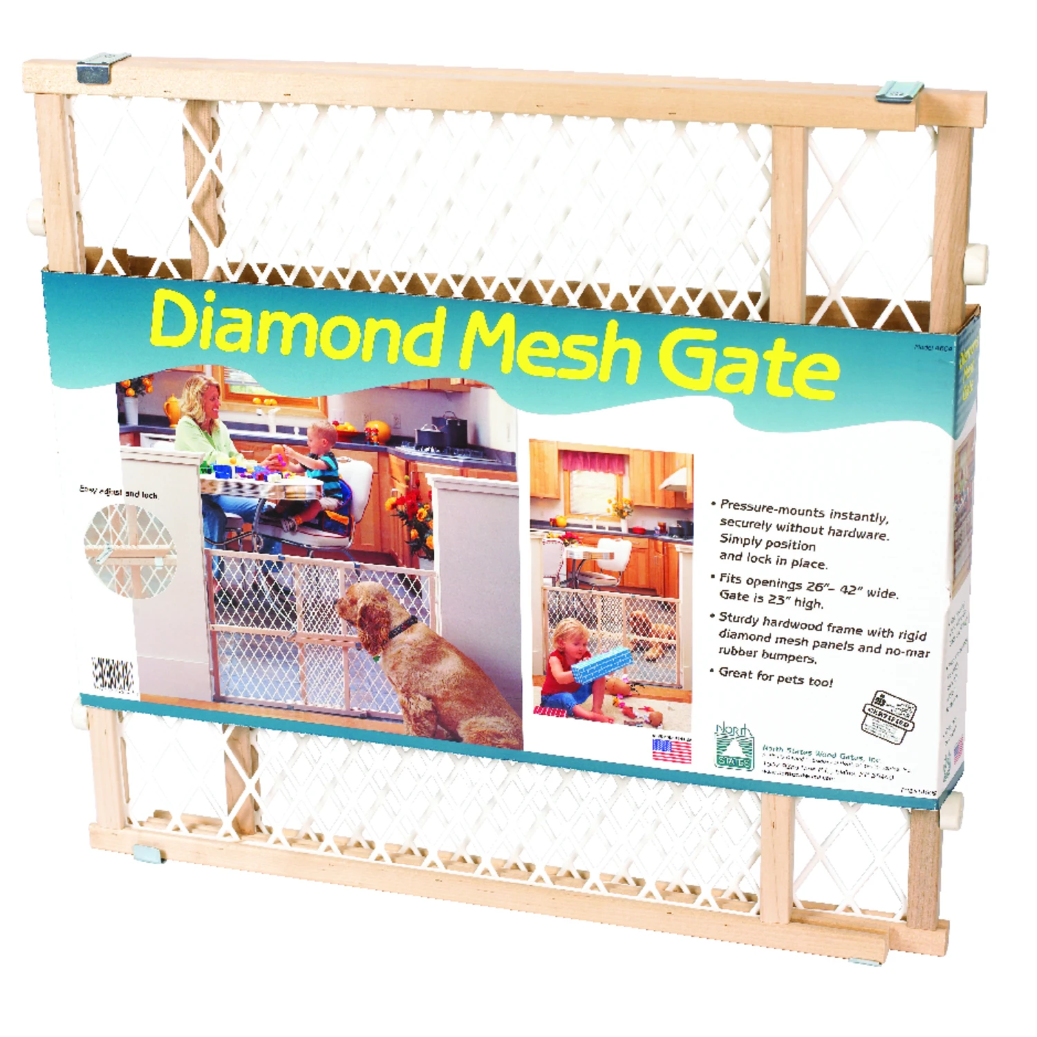 Portable Gate, Diamond Mesh, 26.5-42 x 23-In.