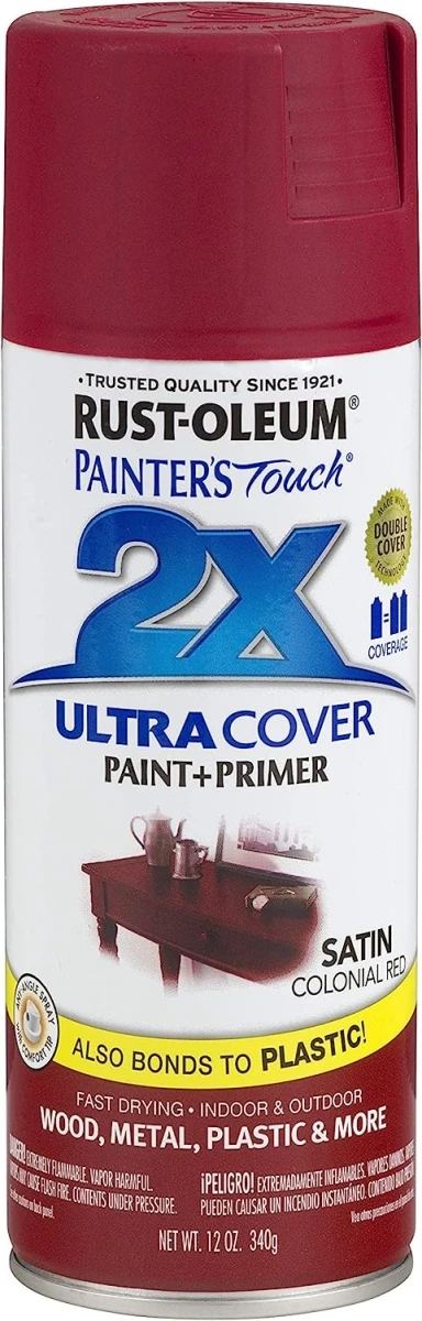 Painter's Touch 2X Spray Paint, Satin Colonial Red, 12-oz.
