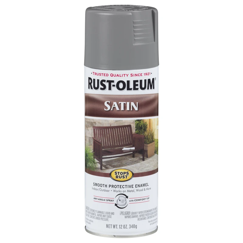 Stops Rust Satin Spray Paint, Coastal Gray, 12 oz.