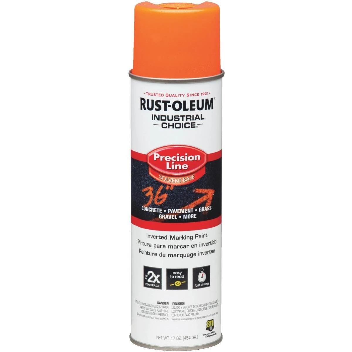 Industrial Choice Precision Line Marking Spray Paint, Fluorescent Orange, 17 oz. Inverted