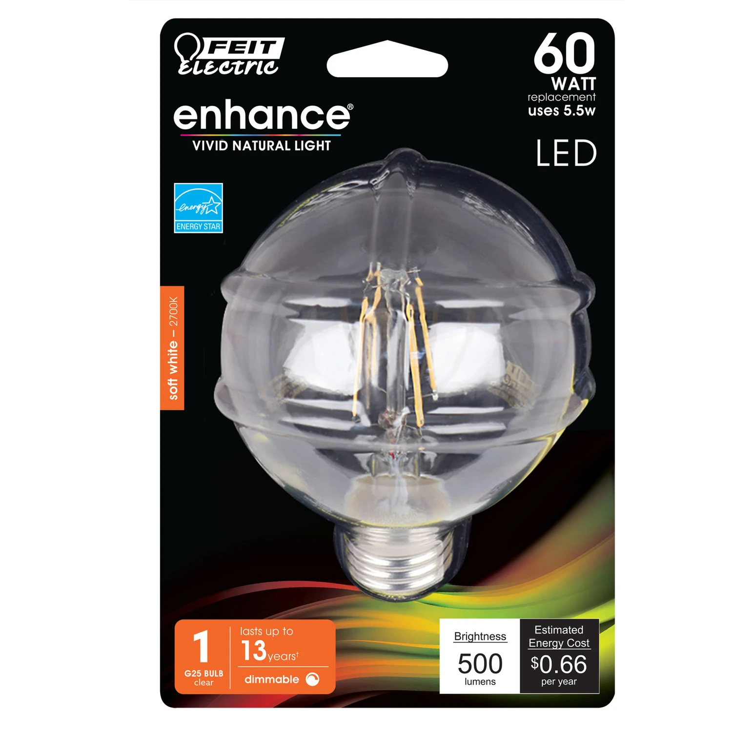 LED Globe Light Bulb, G25, Soft White, 500 Lumens, 5.5-Watts