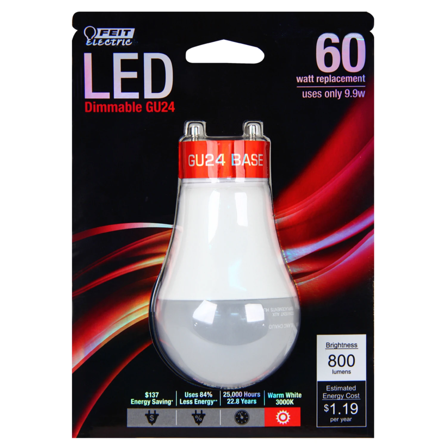 LED Light Bulb, A19, Bright White, 800 Lumens, 8.8-Watts