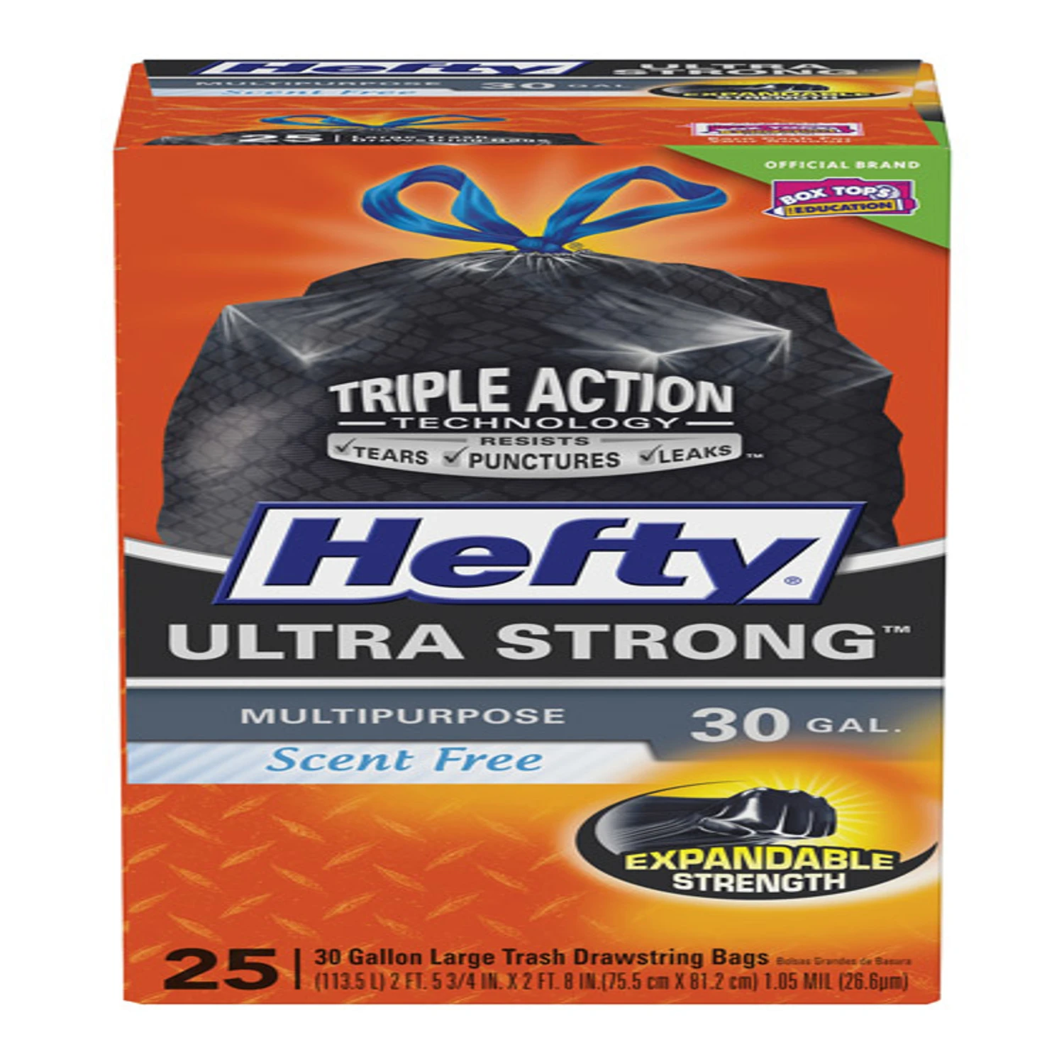 Ultra Strong Ultra Large Drawstring Trash Bags, Black, 25-Ct., 30 Gallon