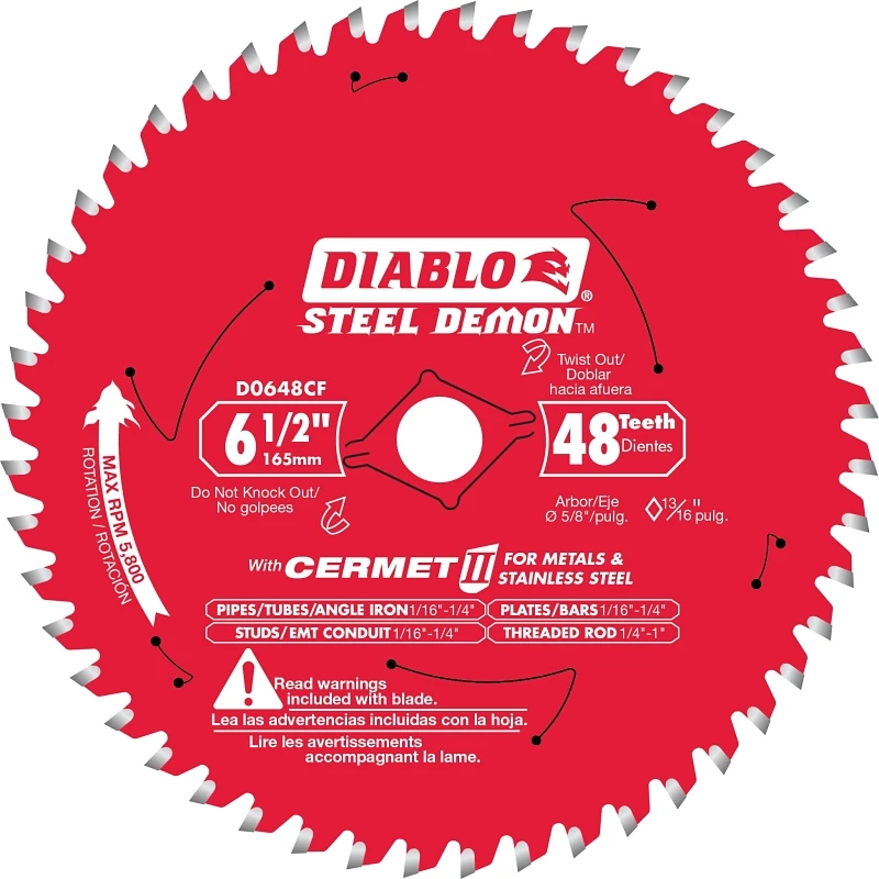 Steel Demon 6-1/2 In. 48 Tooth Carbide Circular Saw Blade, 5/8 In. Arbor, 1 Pk