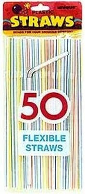 Rayé Potable en Plastique Souple Pailles 50Pcs