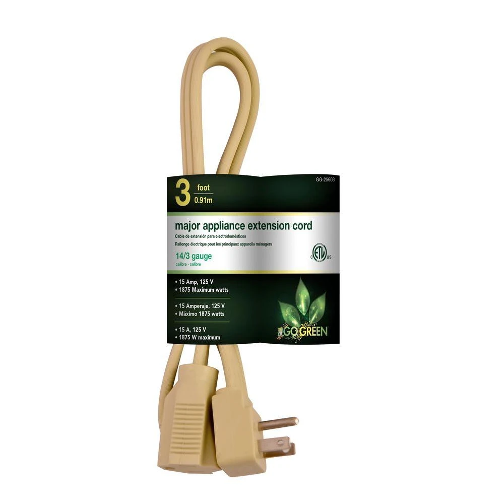 3 Ft. 14/3 Spt A/c Extension Cord - Beige - Model Gg-25603