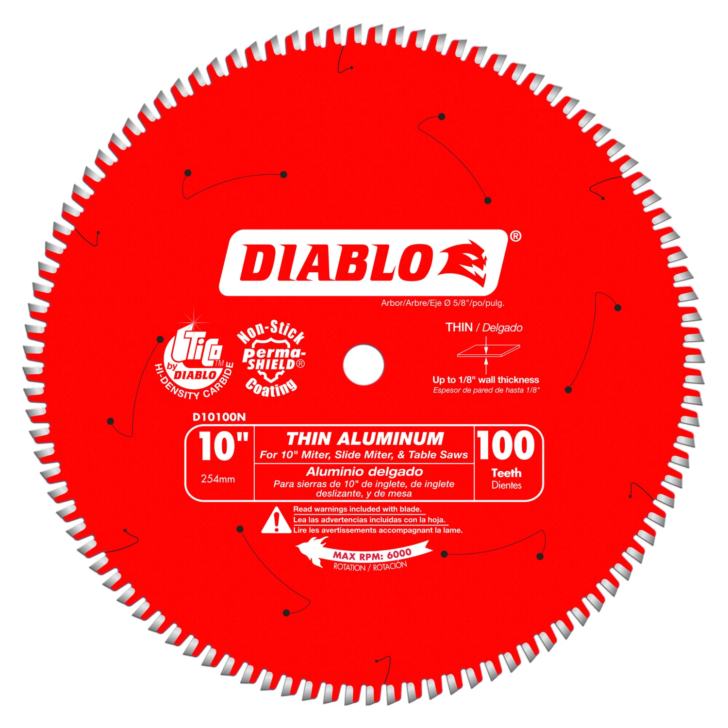 D10100n 10 In. X 5/8 In. Carbide Circular Saw Blade 100 Teeth 1 Pk
