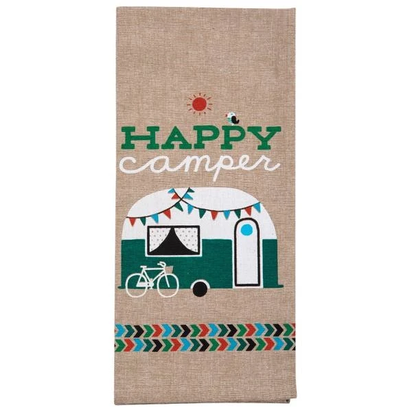 Happy Camper Rv Weekend Getaway Chambray 28 Inch Kitchen Dish Tea Towel By Kay Dee Designs
